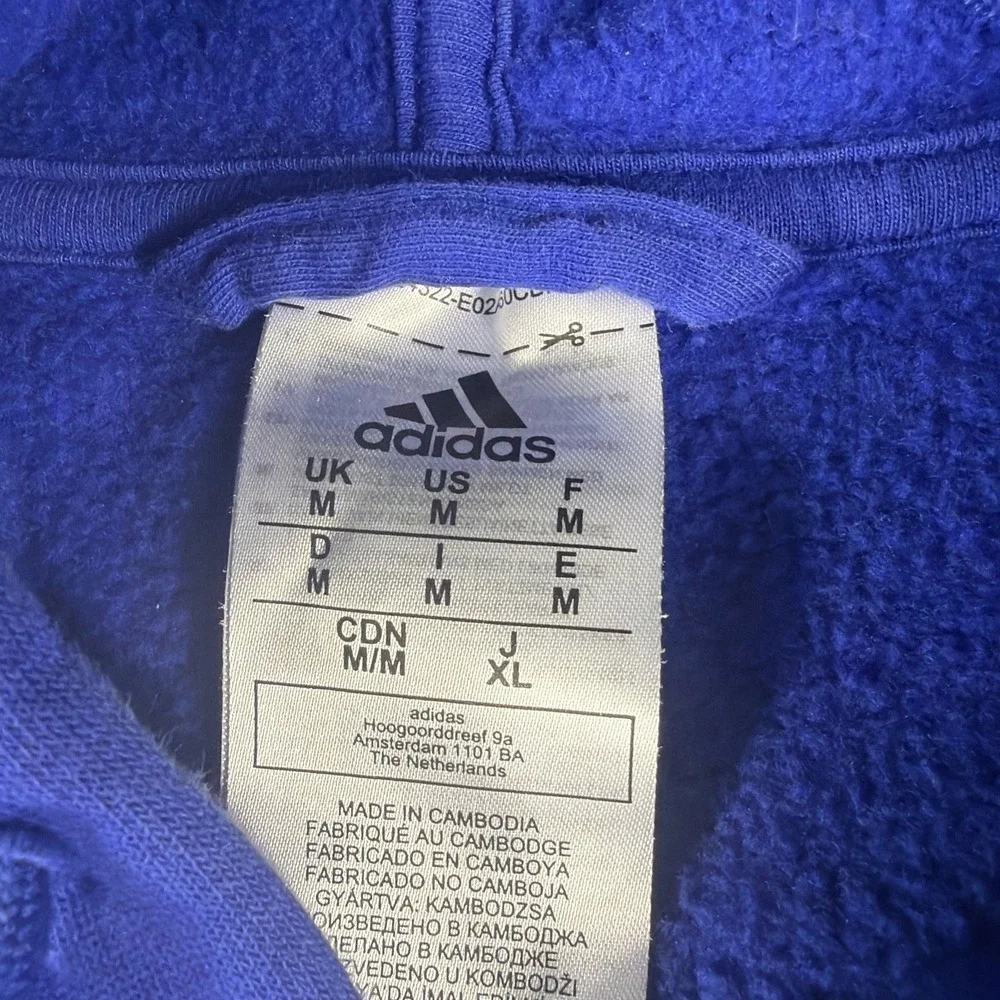 Adidas Men's 3 Stripes Fleece Full Zip Hoodie Sweatshirt Semi Lucid Blue Medium